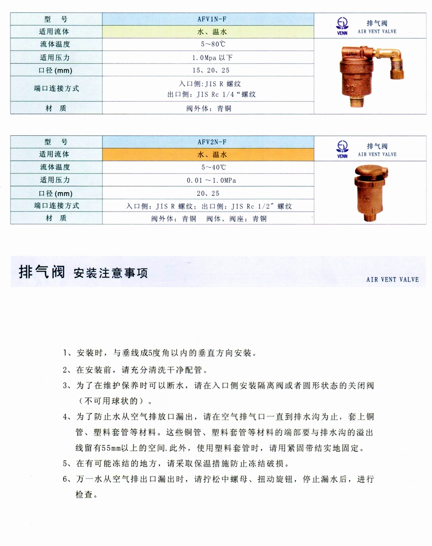 AFV1N型水用排气阀