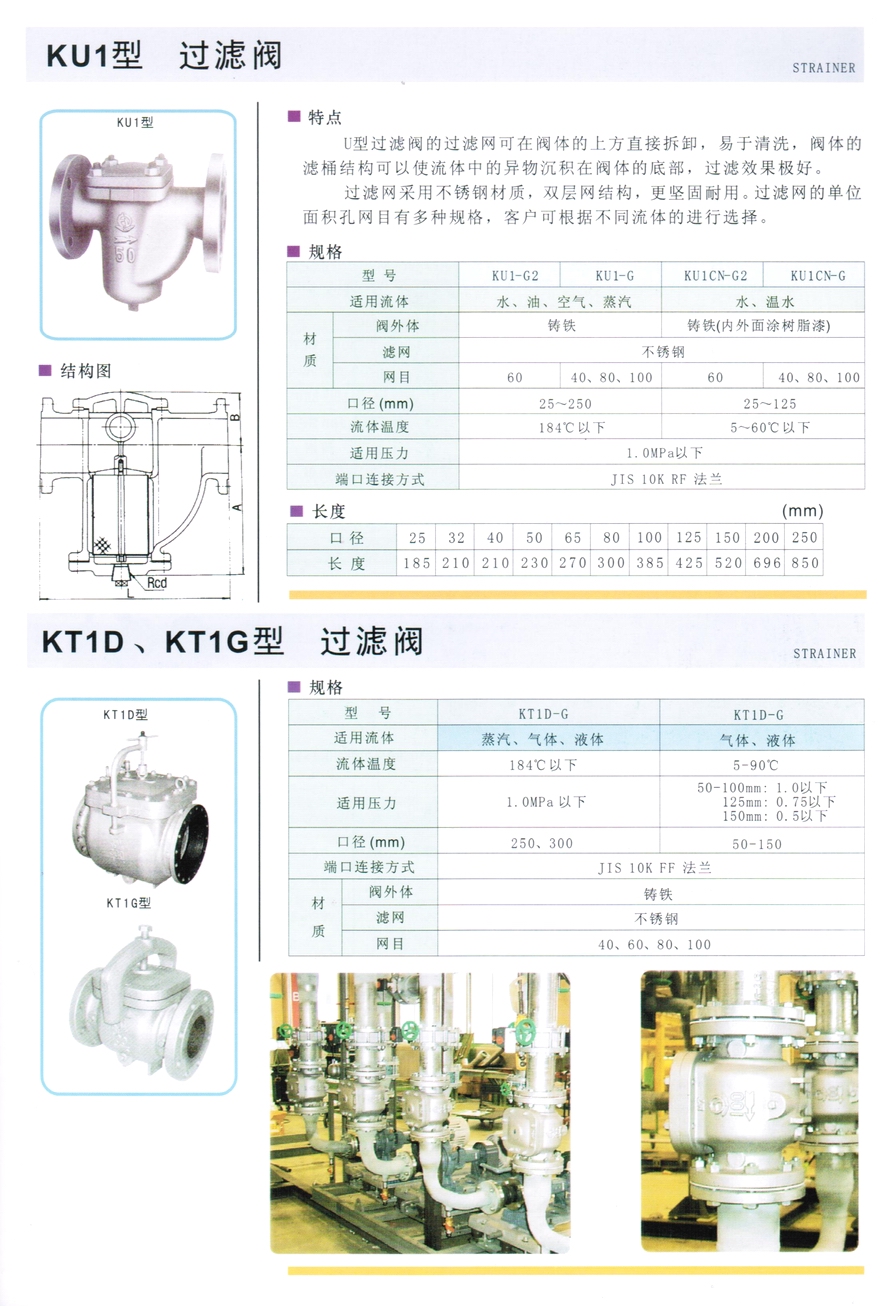 KU1、KU1CN型水、油、空气、蒸汽U型过滤器